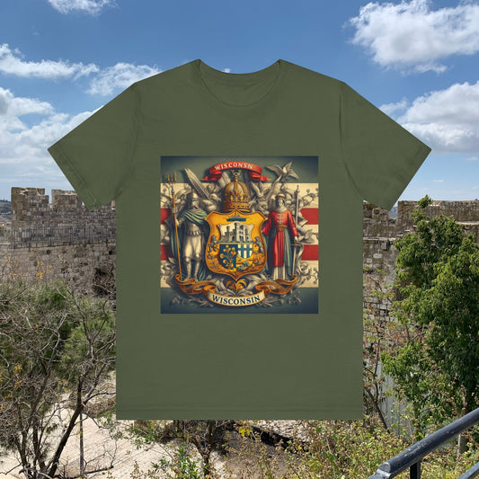 Wisconsin Vintage Christian Crusader - Unisex Jersey Tee - USA - 100% Charity Benefit - The God Vote Collection by Chris Rabalais