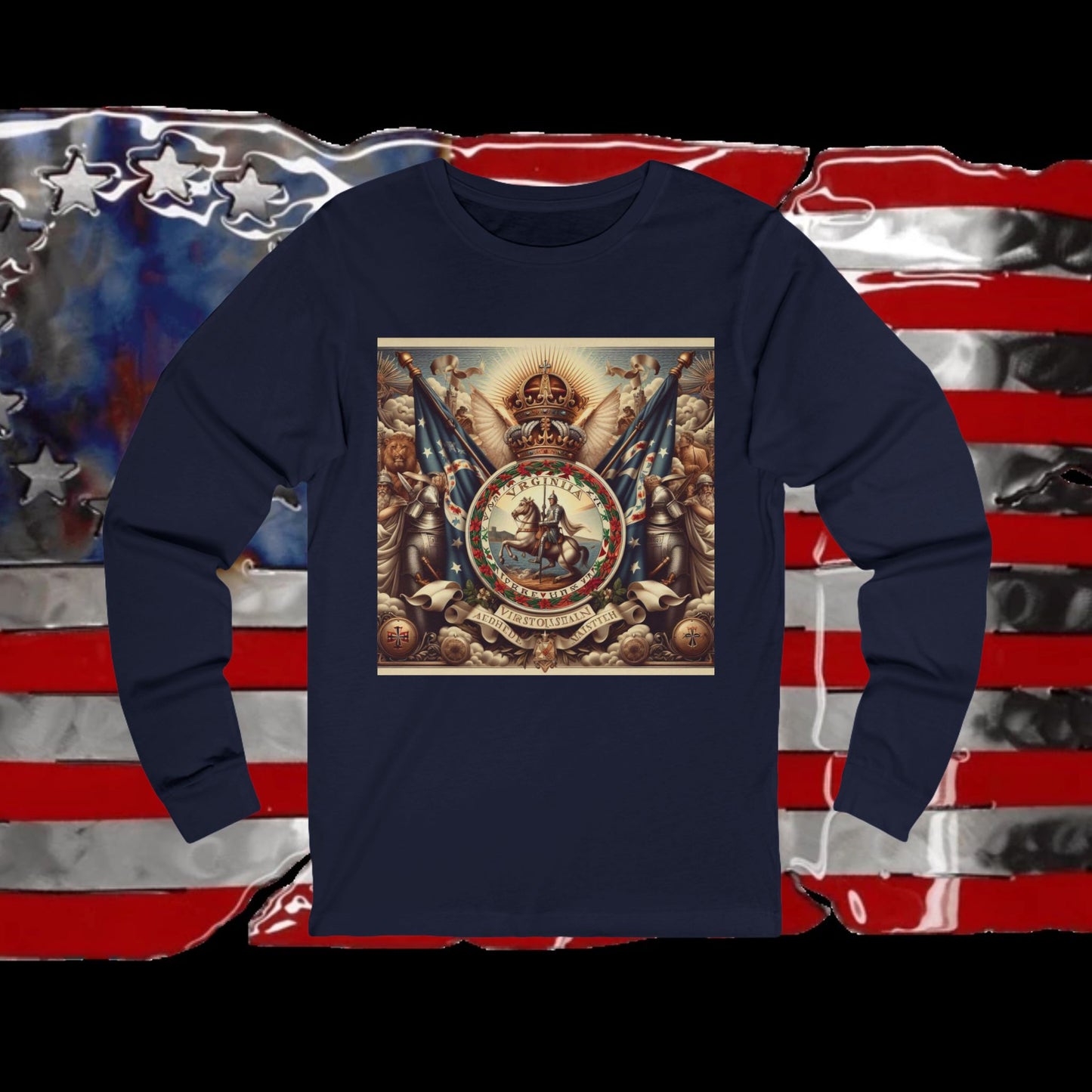Virginia Vintage Christian Crusader - Premium Unisex Long Sleeve Jersey Tee - 100% Charity - The God Vote Collection by Chris Rabalais