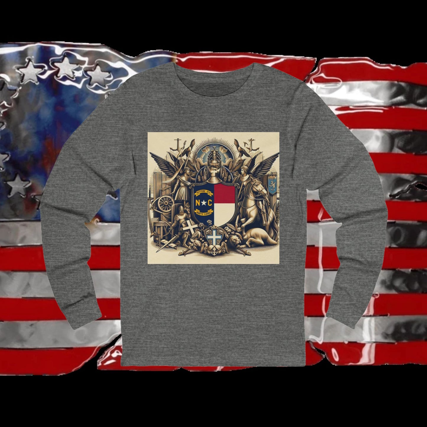 North Carolina Vintage Christian Crusader - Premium Unisex Long Sleeve Jersey Tee - 100% Charity - The God Vote Collection by Chris Rabalais