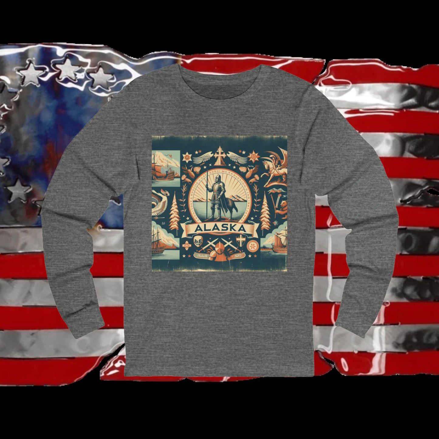 Alaska Vintage Christian Crusader - Premium Unisex Long Sleeve Jersey Tee - 100% Charity - The God Vote Collection by Chris Rabalais