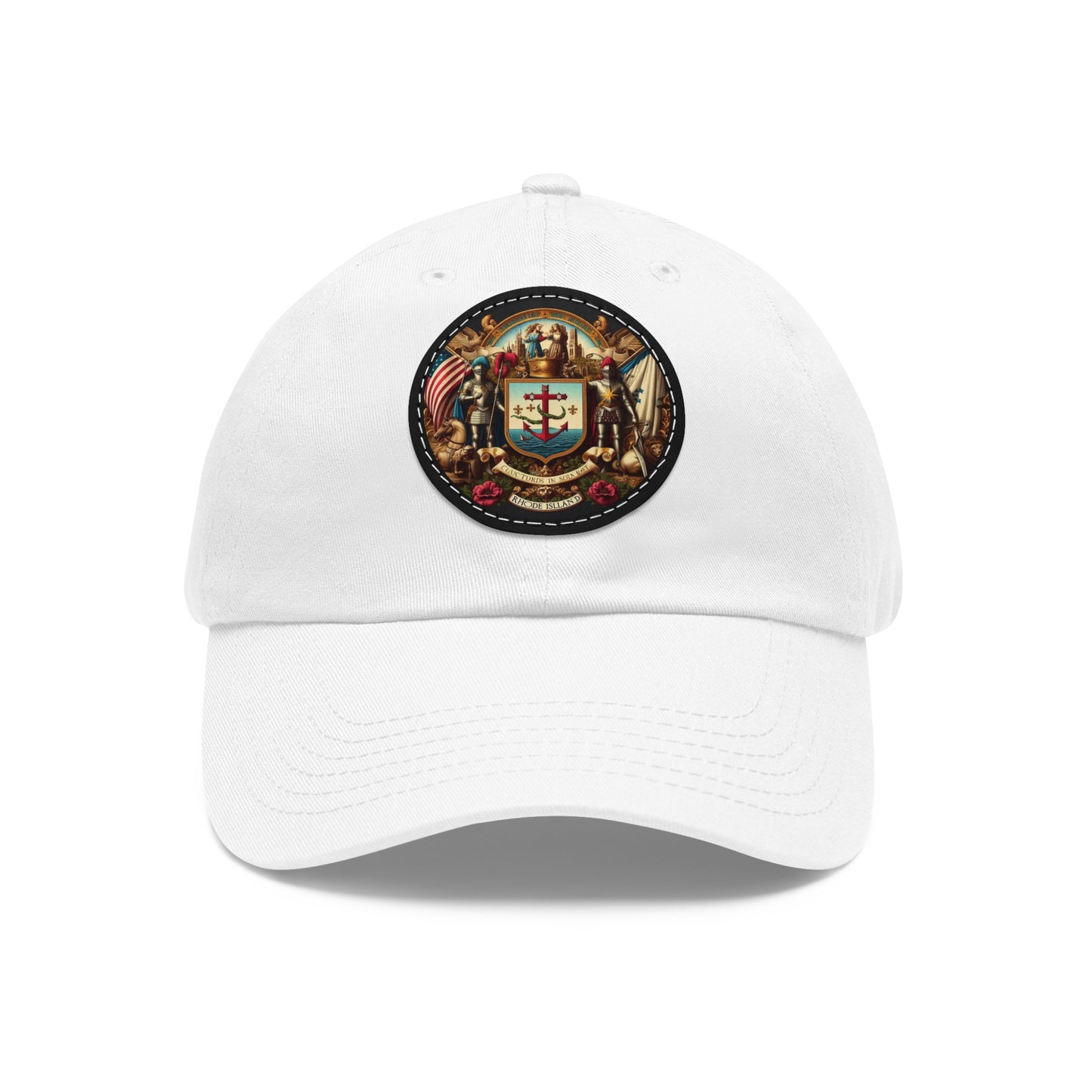 Rhode Island Vintage Christian Crusader Campaign Hat - Chino Twill Leather Logo - 100% Charity - The God Vote Collection by Chris Rabalais