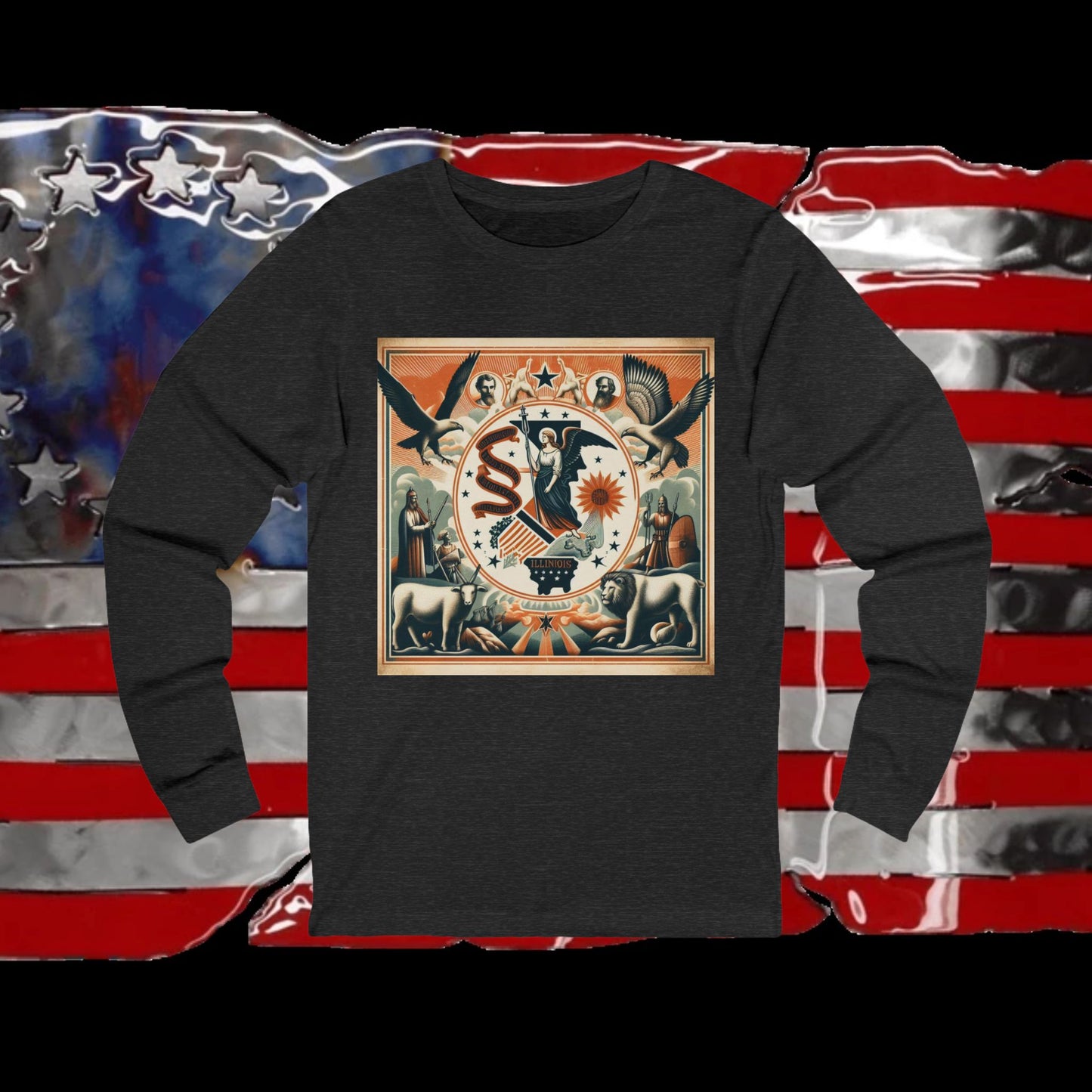 Illinois Vintage Christian Crusader - Premium Unisex Long Sleeve Jersey Tee - 100% Charity - The God Vote Collection by Chris Rabalais