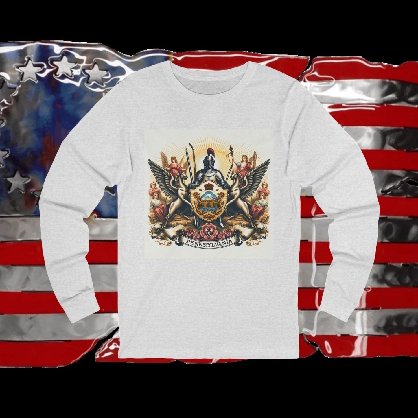 Pennsylvania Vintage Christian Crusader - Premium Unisex Long Sleeve Jersey Tee - 100% Charity - The God Vote Collection by Chris Rabalais