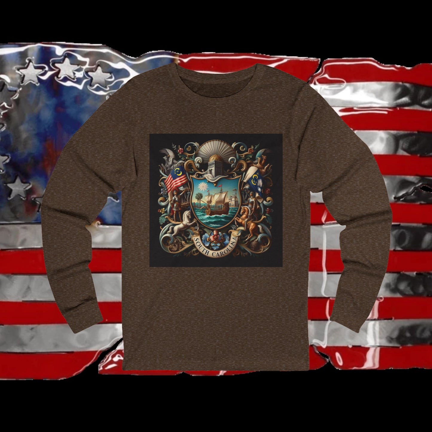 South Carolina Vintage Christian Crusader - Premium Unisex Long Sleeve Jersey Tee - 100% Charity - The God Vote Collection by Chris Rabalais