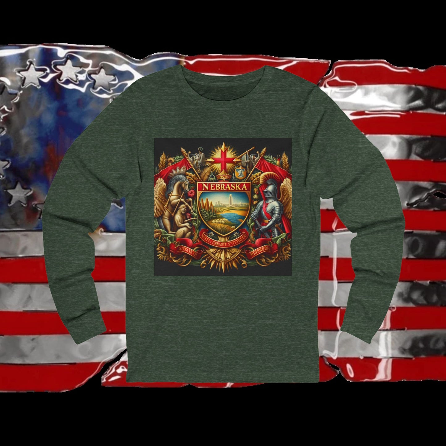 Nebraska Vintage Christian Crusader - Premium Unisex Long Sleeve Jersey Tee - 100% Charity - The God Vote Collection by Chris Rabalais