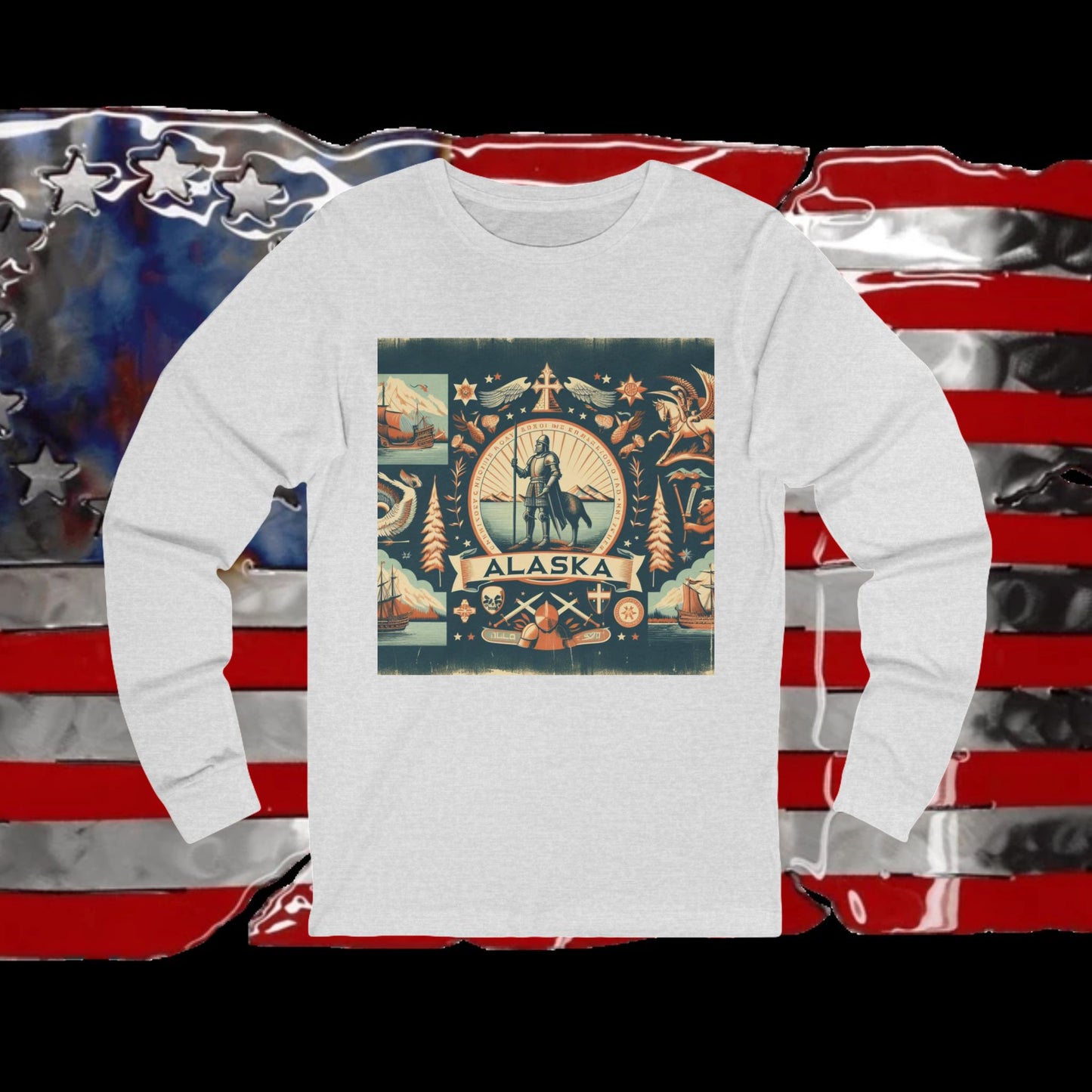 Alaska Vintage Christian Crusader - Premium Unisex Long Sleeve Jersey Tee - 100% Charity - The God Vote Collection by Chris Rabalais