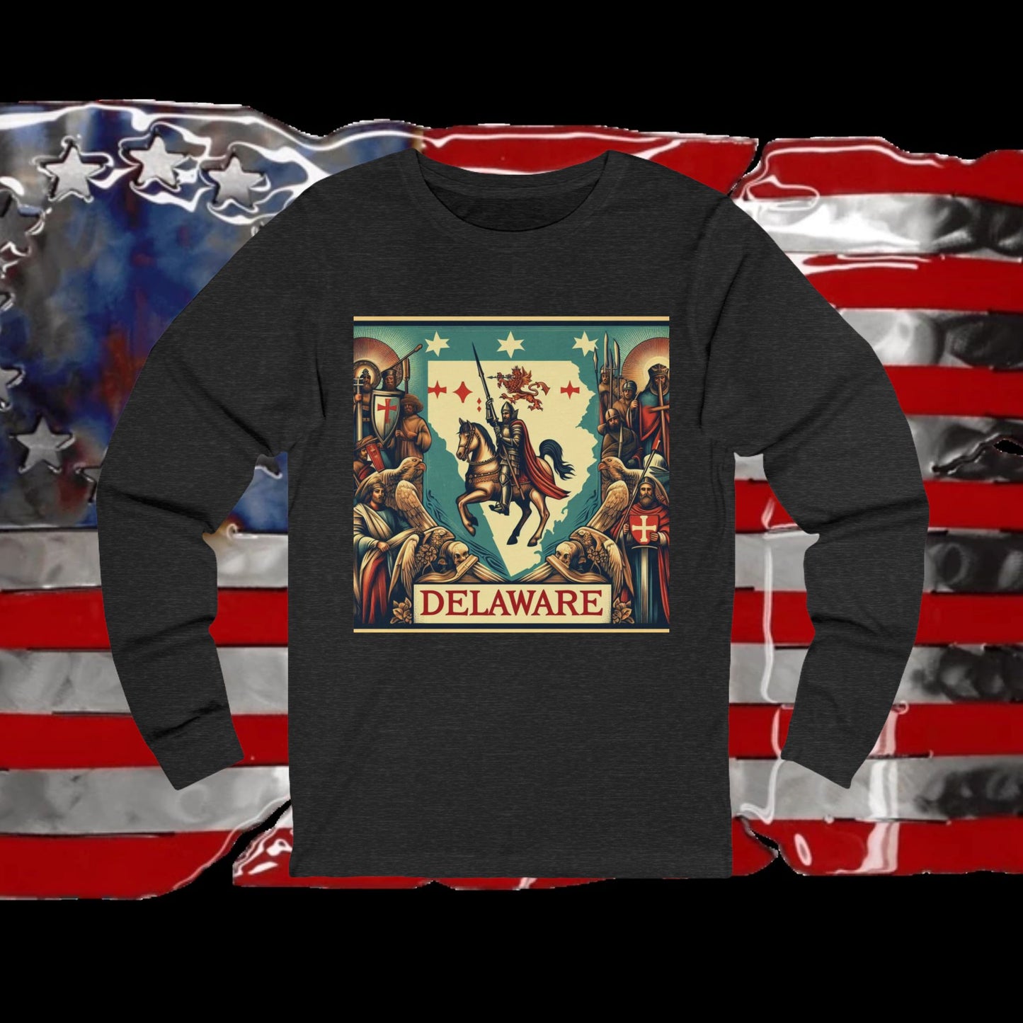 Delaware Vintage Christian Crusader - Premium Unisex Long Sleeve Jersey Tee - 100% Charity - The God Vote Collection by Chris Rabalais