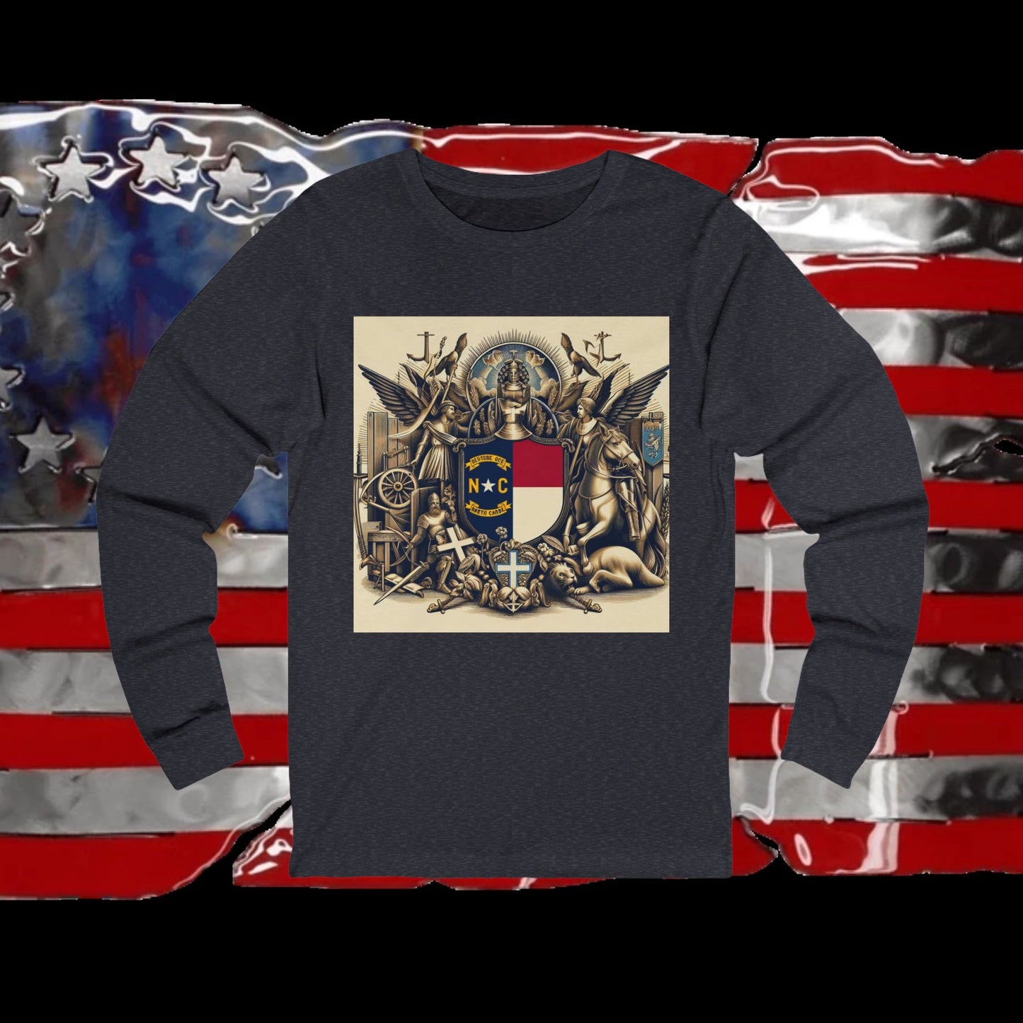 North Carolina Vintage Christian Crusader - Premium Unisex Long Sleeve Jersey Tee - 100% Charity - The God Vote Collection by Chris Rabalais