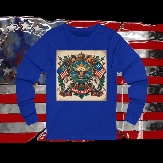 South Dakota Vintage Christian Crusader - Unisex Premium Long Sleeve Jersey Tee - 100% Charity - The God Vote Collection by Chris Rabalais
