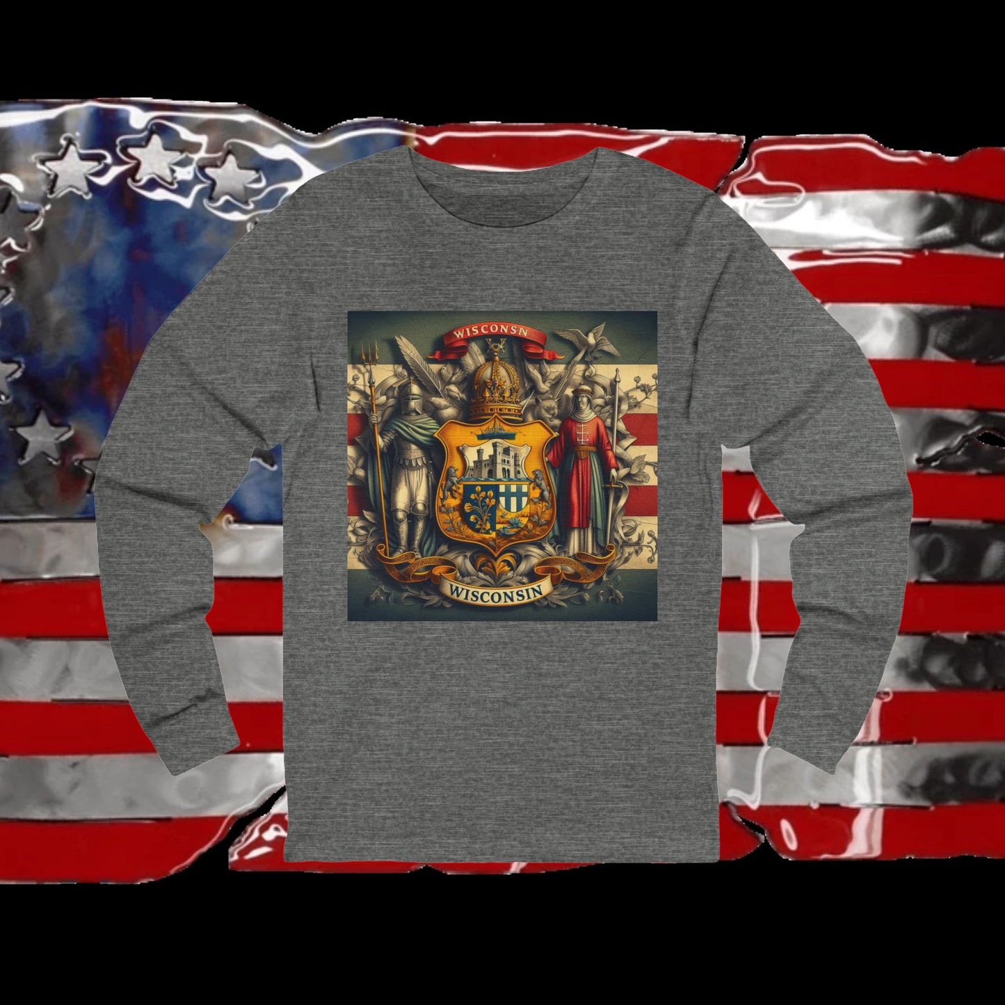 Wisconsin Vintage Christian Crusader - Premium Unisex Long Sleeve Jersey Tee - 100% Charity - The God Vote Collection by Chris Rabalais