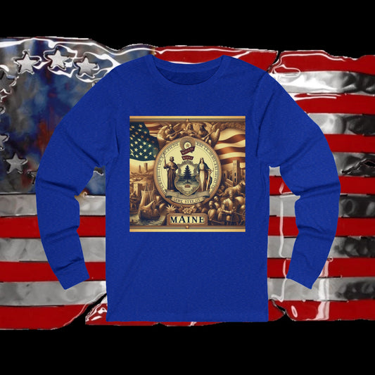 Maine Vintage Christian Crusader - Premium Unisex Long Sleeve Jersey Tee - 100% Charity - The God Vote Collection by Chris Rabalais