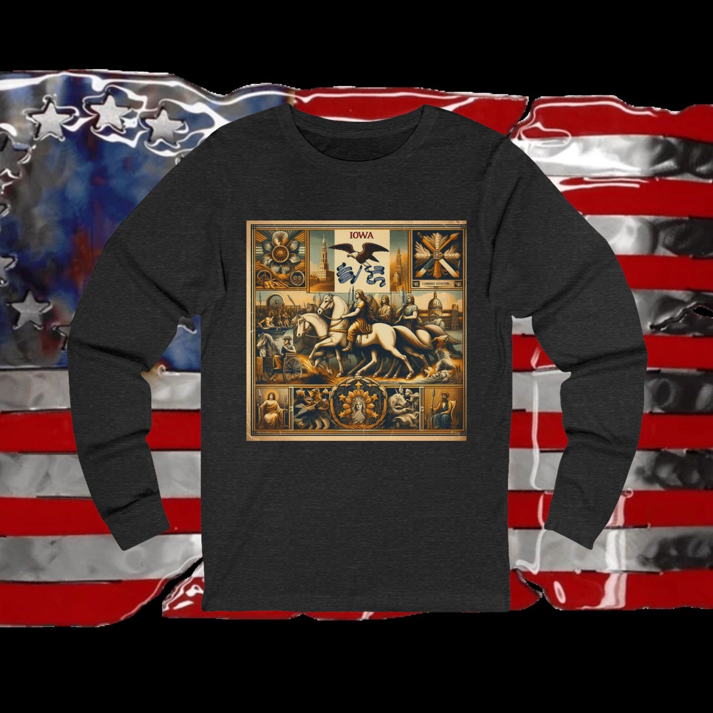 Iowa Vintage Christian Crusader - Unisex Premium Long Sleeve Jersey Tee - 100% Charity - The God Vote Collection by Chris Rabalais