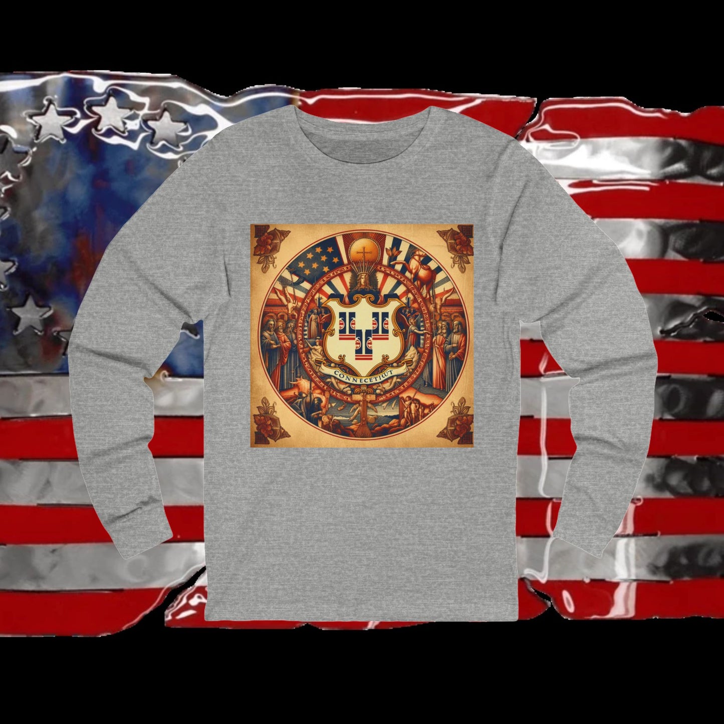 Connecticut Vintage Christian Crusader - Premium Unisex Long Sleeve Jersey Tee - 100% Charity - The God Vote Collection by Chris Rabalais