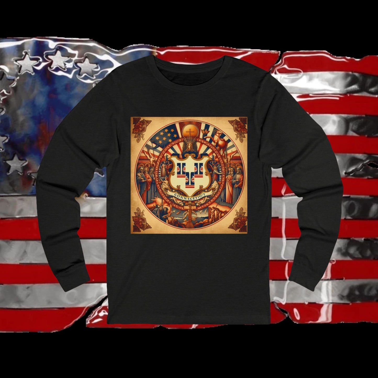 Connecticut Vintage Christian Crusader - Premium Unisex Long Sleeve Jersey Tee - 100% Charity - The God Vote Collection by Chris Rabalais