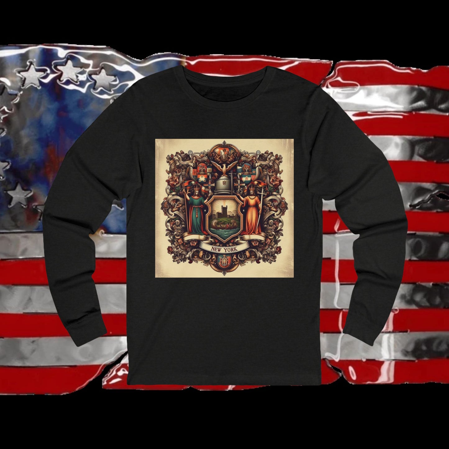 New York Vintage Christian Crusader - Premium Unisex Long Sleeve Jersey Tee - 100% Charity - The God Vote Collection by Chris Rabalais