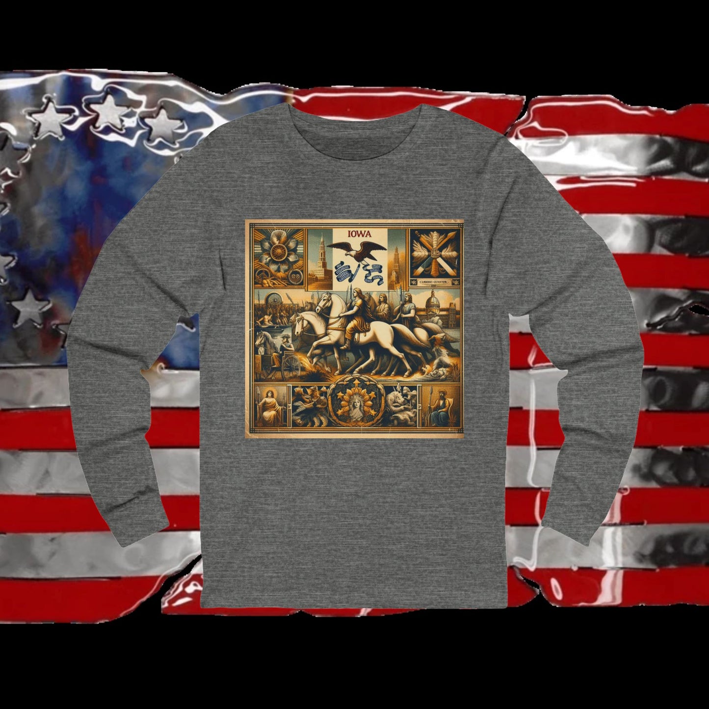 Iowa Vintage Christian Crusader - Unisex Premium Long Sleeve Jersey Tee - 100% Charity - The God Vote Collection by Chris Rabalais