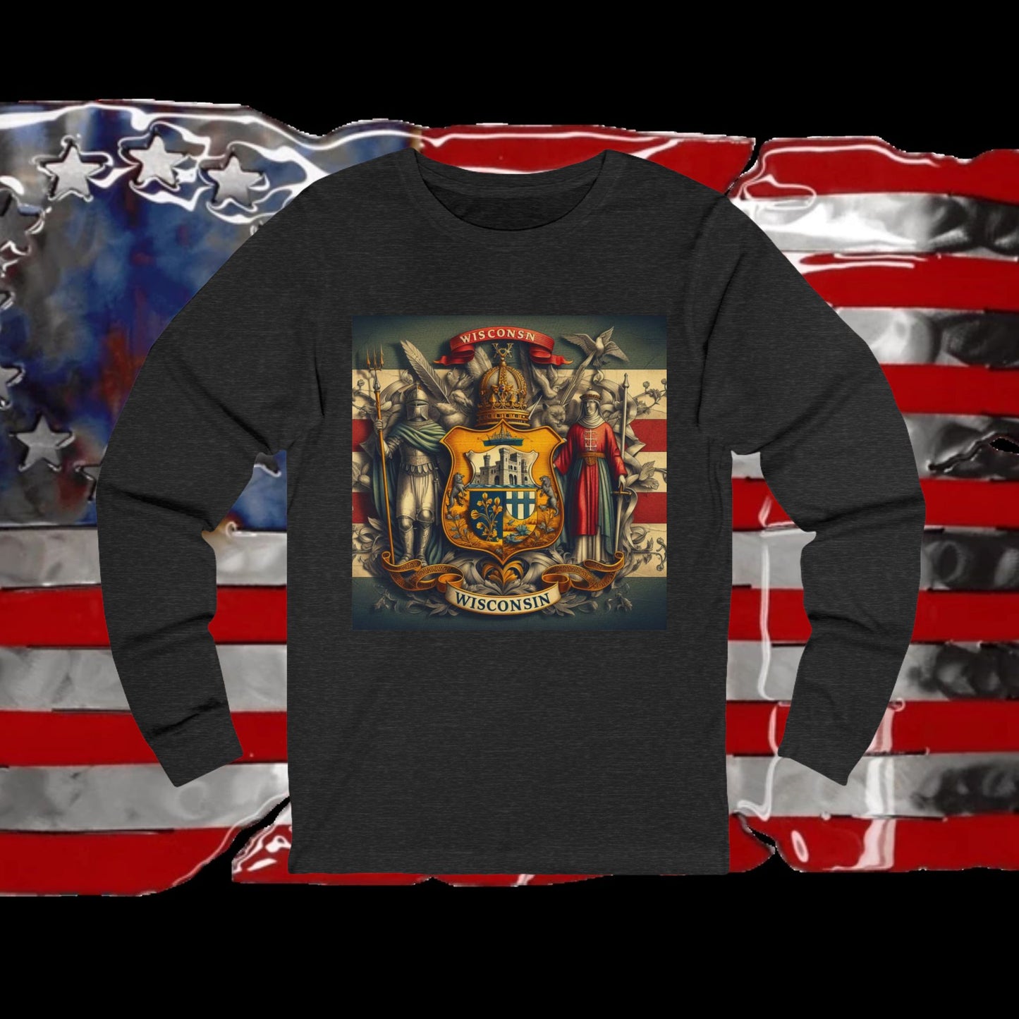 Wisconsin Vintage Christian Crusader - Premium Unisex Long Sleeve Jersey Tee - 100% Charity - The God Vote Collection by Chris Rabalais