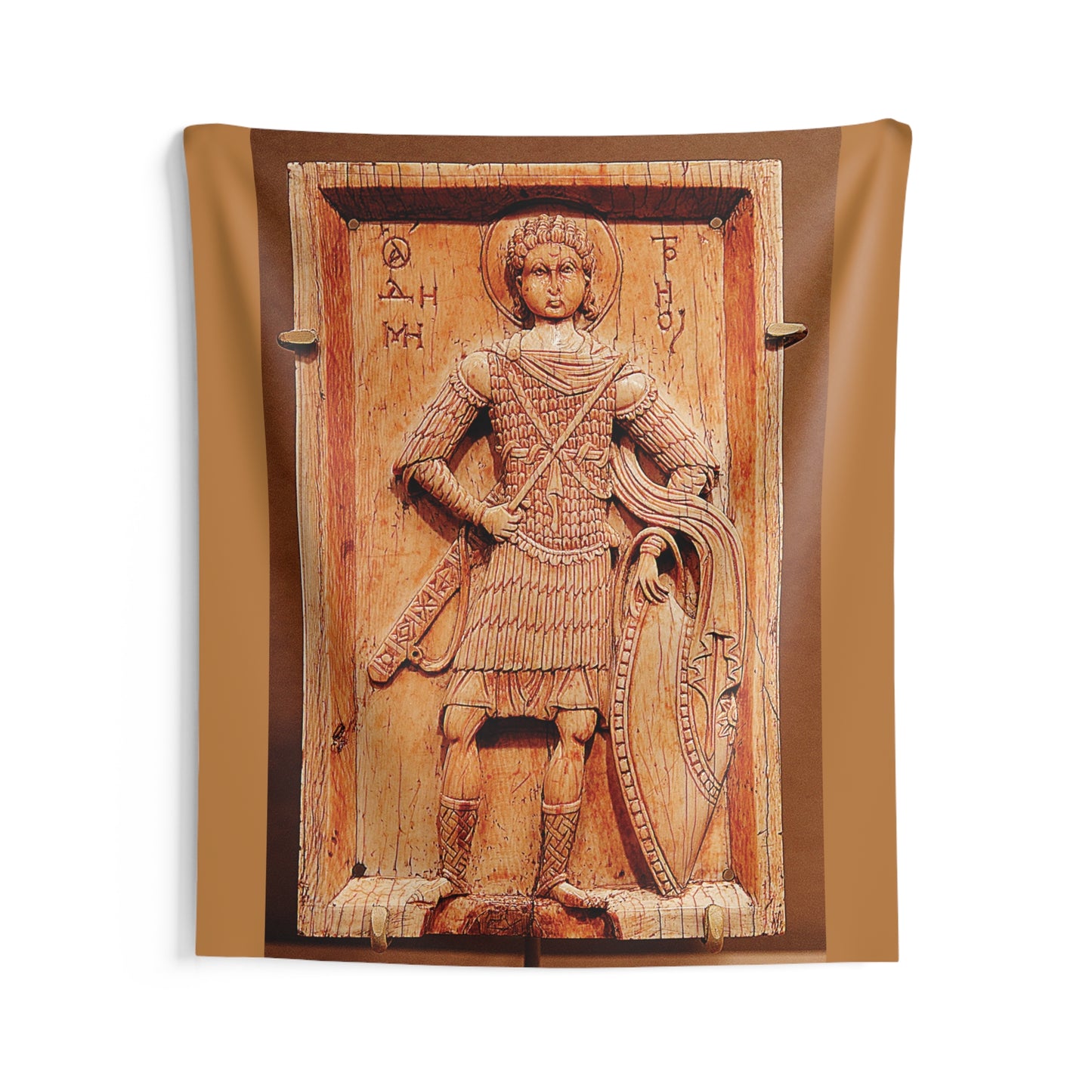 Saint Demetrius of Thessaloniki Myrrh - Streamer Byzantine Orthodox Icon Oct 26 Home Tapestry Catholic Christian Bible Scripture Christ Gift