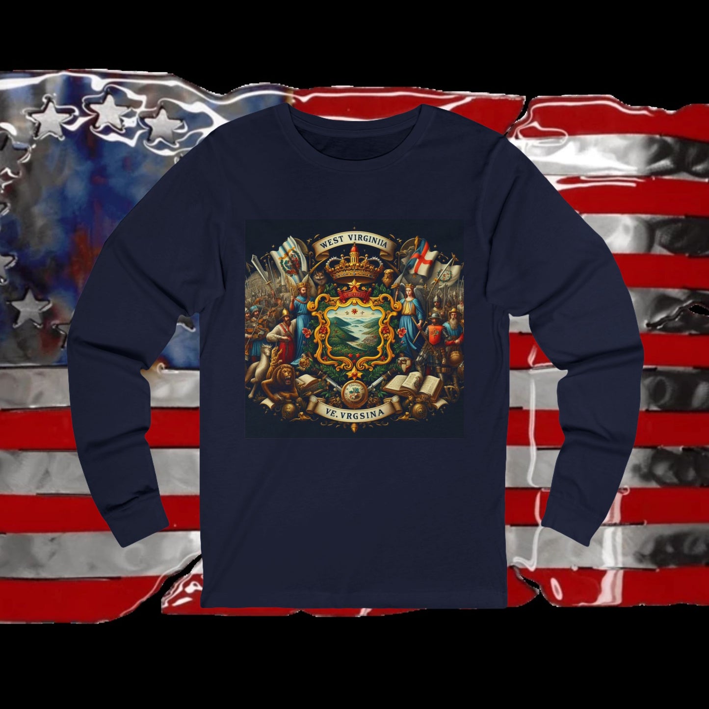 West Virginia Vintage Christian Crusader - Premium Unisex Long Sleeve Jersey Tee - 100% Charity - The God Vote Collection by Chris Rabalais