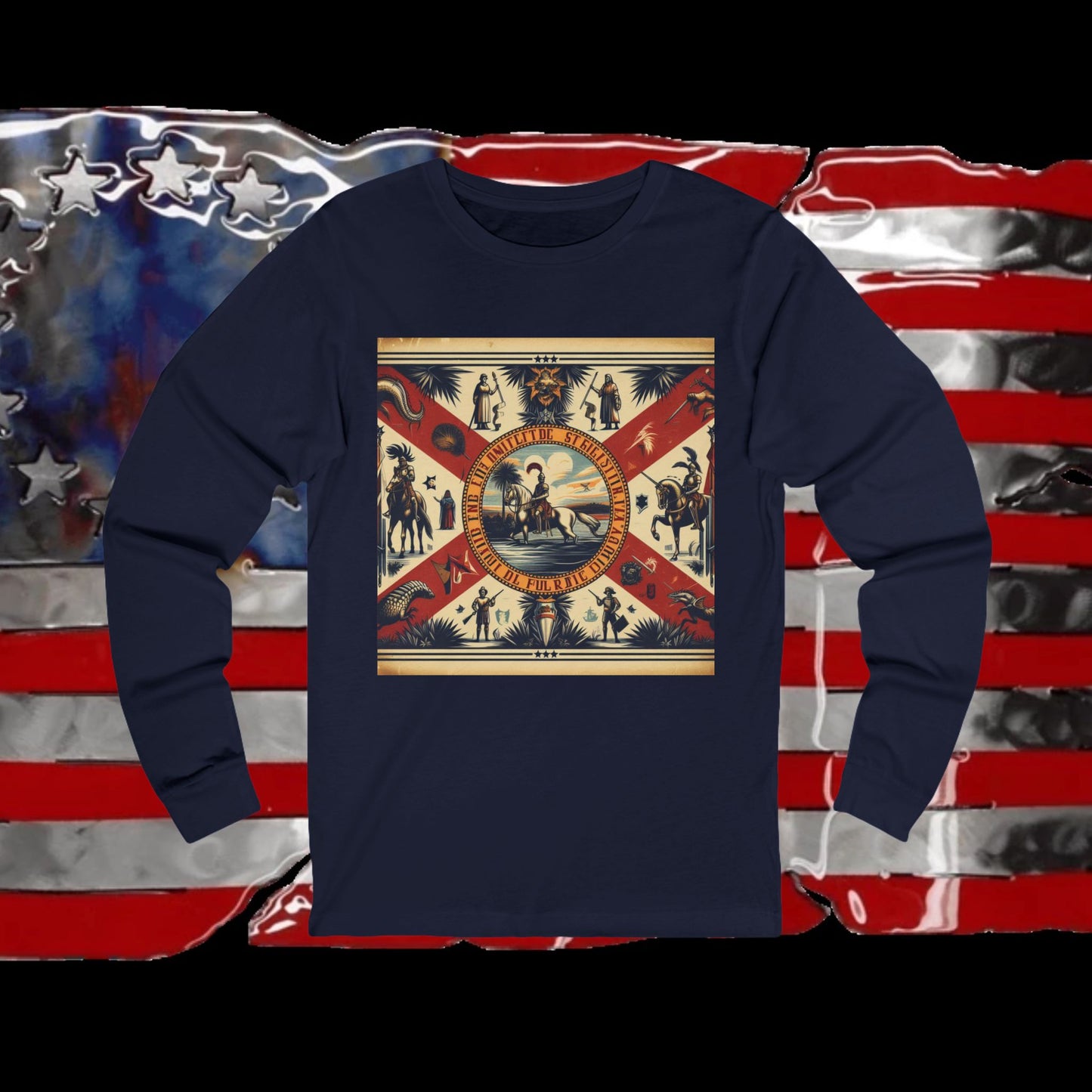 Florida Vintage Christian Crusader - Premium Unisex Long Sleeve Jersey Tee - 100% Charity - The God Vote Collection by Chris Rabalais