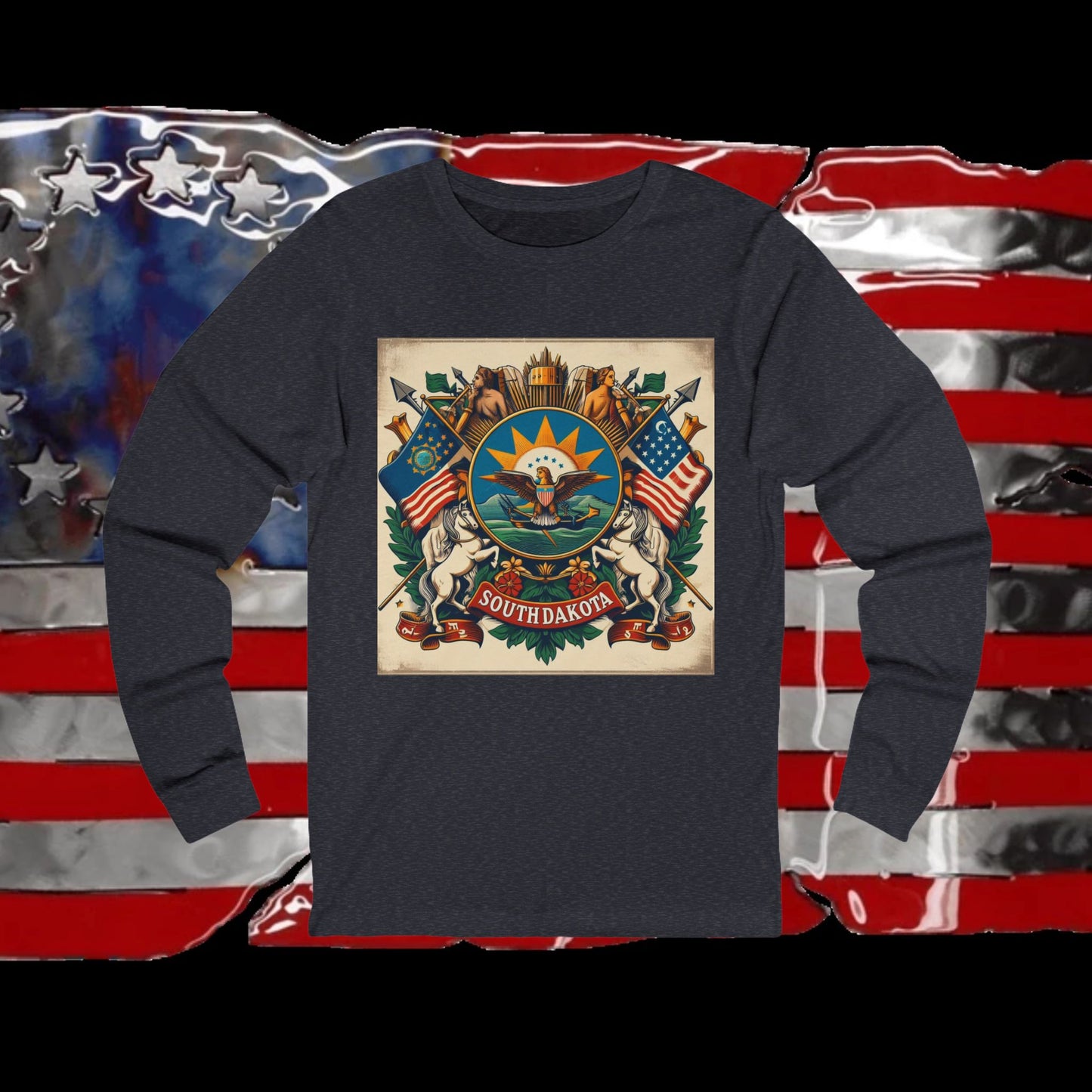 South Dakota Vintage Christian Crusader - Unisex Premium Long Sleeve Jersey Tee - 100% Charity - The God Vote Collection by Chris Rabalais