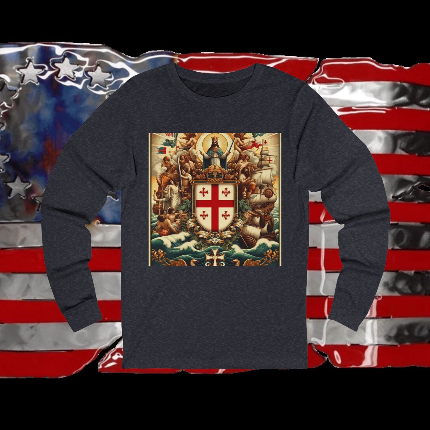 Northern Mariana Vintage Christian Crusader - Premium Long Sleeve Jersey Tee - 100% Charity - The God Vote Collection by Chris Rabalais