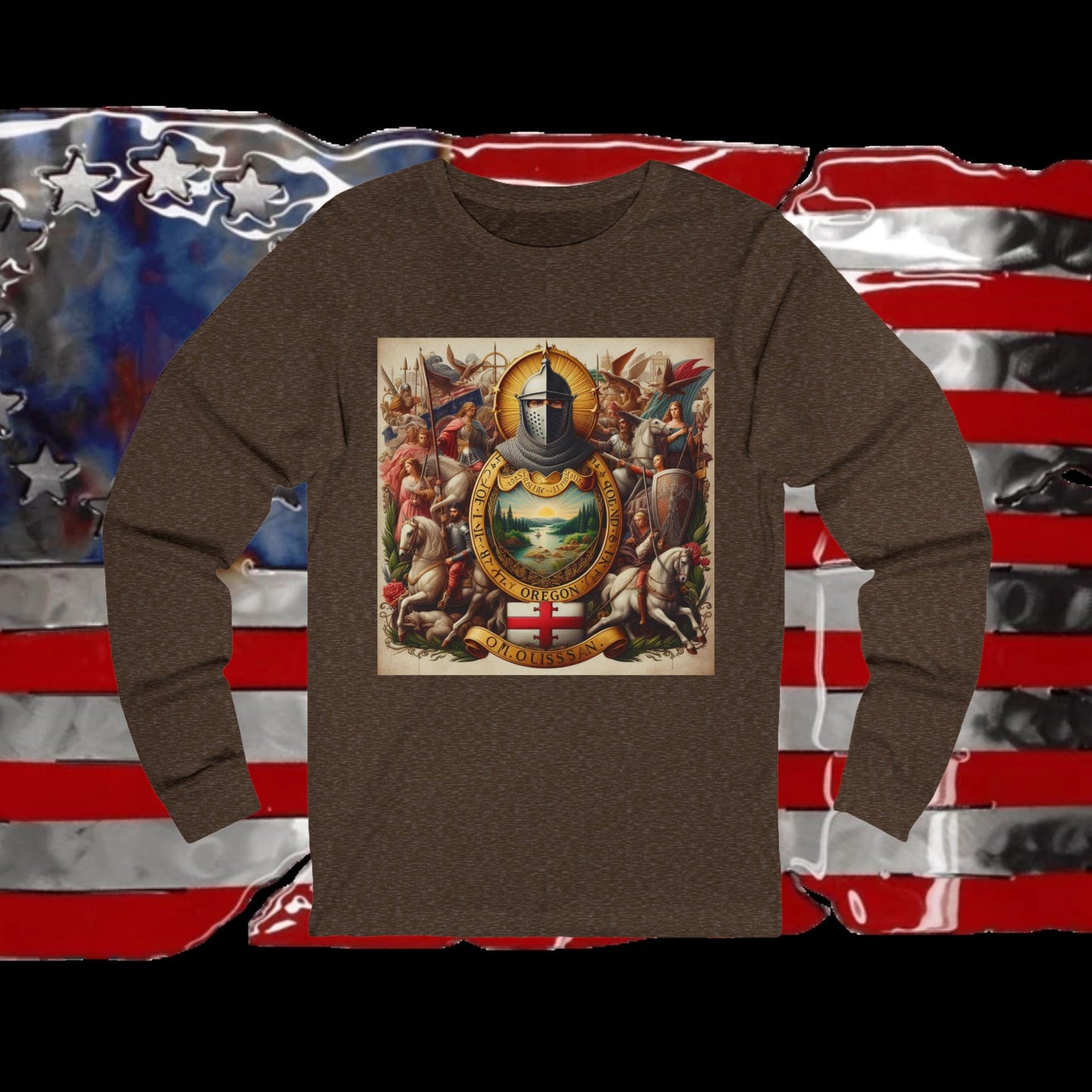 Oregon Vintage Christian Crusader - Premium Unisex Long Sleeve Jersey Tee - 100% Charity - The God Vote Collection by Chris Rabalais