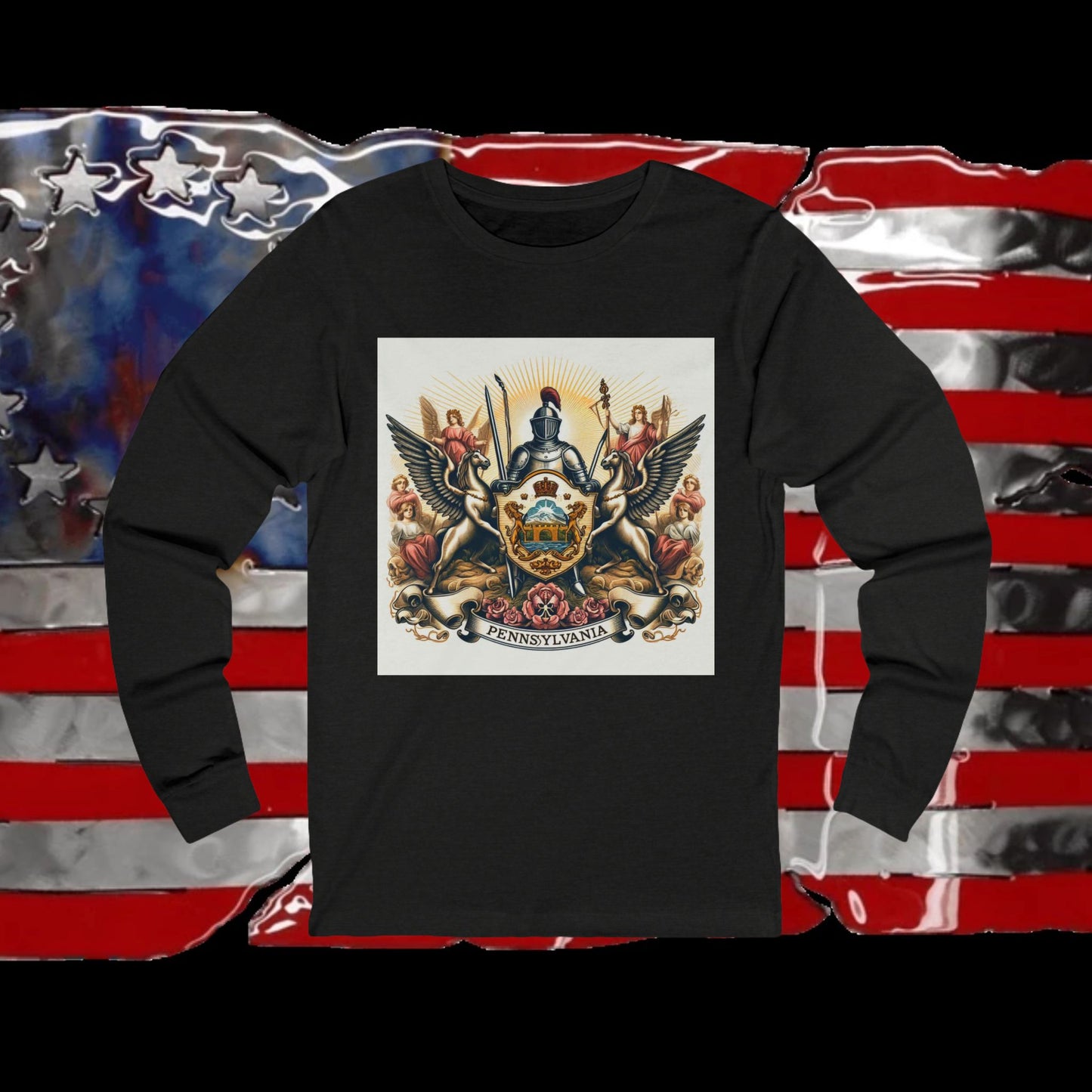 Pennsylvania Vintage Christian Crusader - Premium Unisex Long Sleeve Jersey Tee - 100% Charity - The God Vote Collection by Chris Rabalais