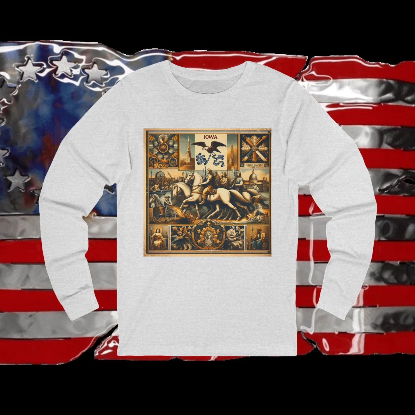 Iowa Vintage Christian Crusader - Unisex Premium Long Sleeve Jersey Tee - 100% Charity - The God Vote Collection by Chris Rabalais