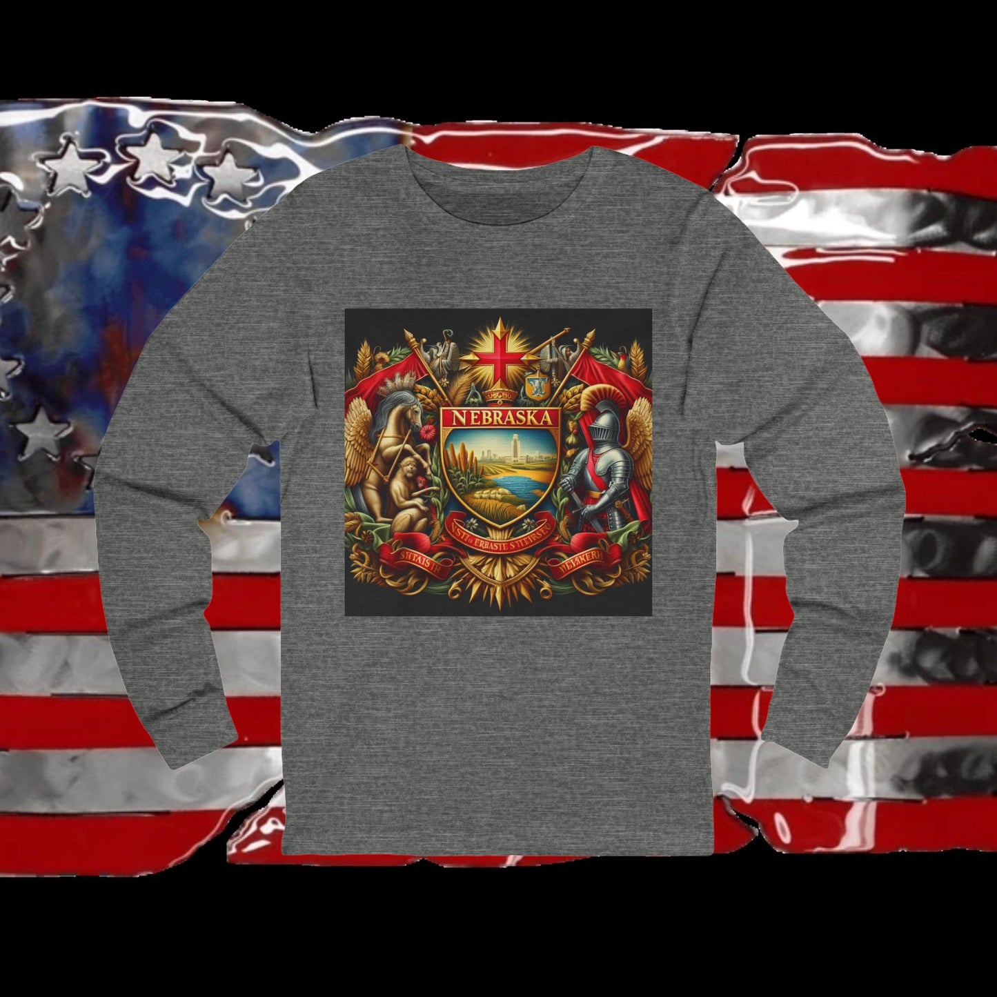 Nebraska Vintage Christian Crusader - Premium Unisex Long Sleeve Jersey Tee - 100% Charity - The God Vote Collection by Chris Rabalais
