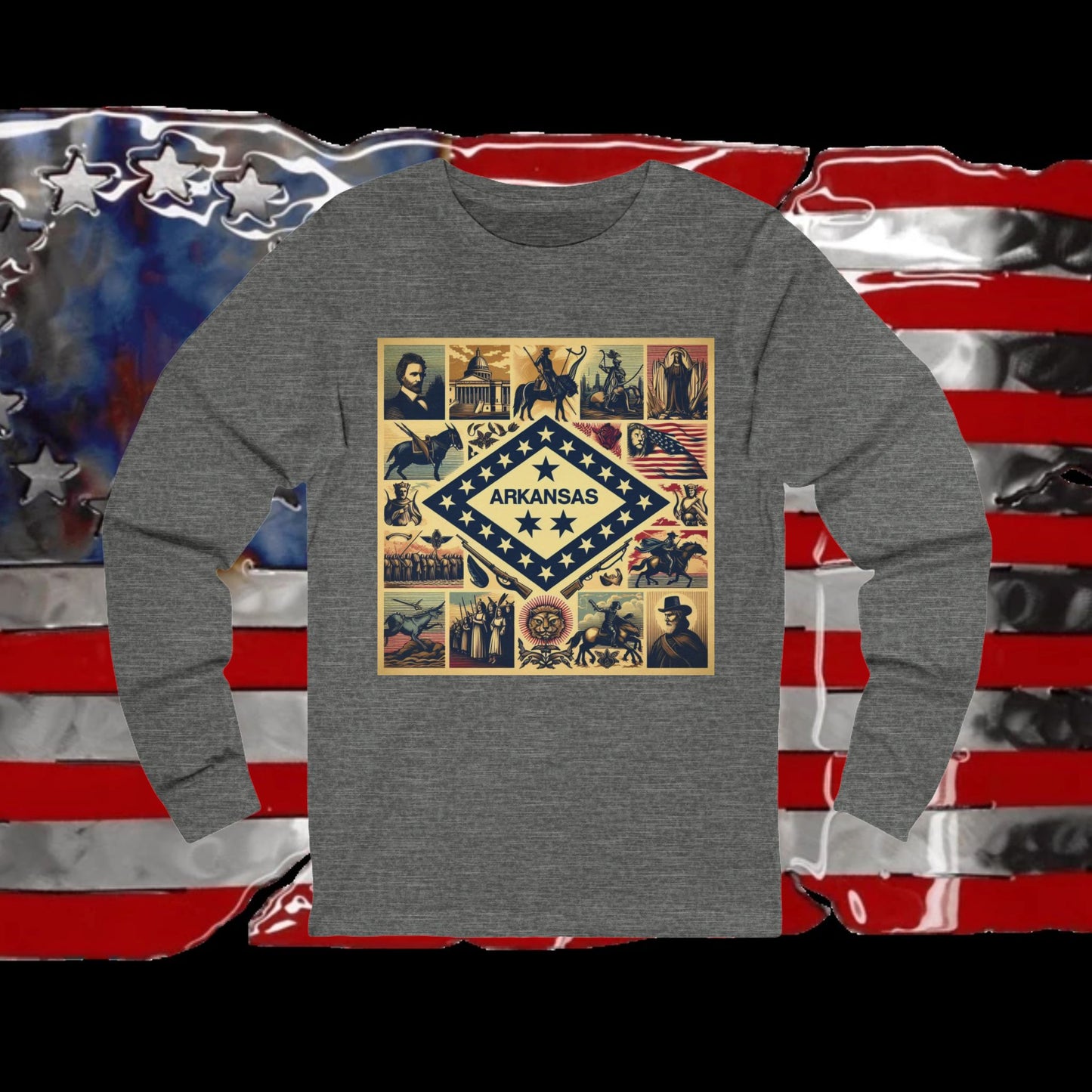 Arkansas Vintage Christian Crusader - Premium Unisex Long Sleeve Jersey Tee - 100% Charity - The God Vote Collection by Chris Rabalais