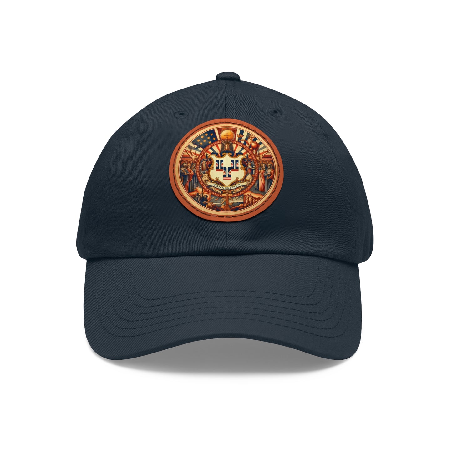 Connecticut Vintage Christian Crusader Campaign Hat - Chino Twill Leather Logo - 100% Charity - The God Vote Collection by Chris Rabalais