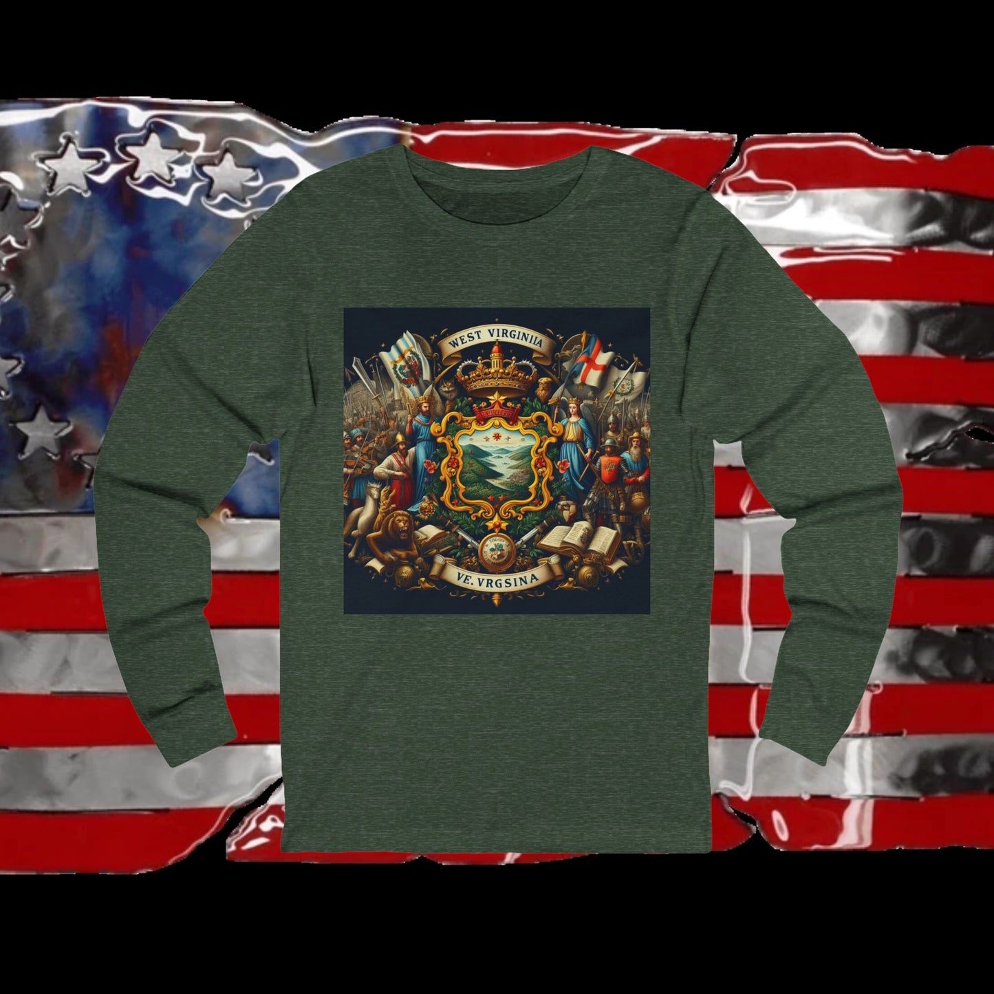 West Virginia Vintage Christian Crusader - Premium Unisex Long Sleeve Jersey Tee - 100% Charity - The God Vote Collection by Chris Rabalais