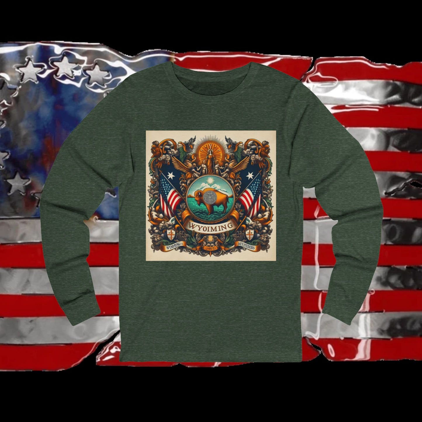 Wyoming Vintage Christian Crusader - Premium Unisex Long Sleeve Jersey Tee - 100% Charity - The God Vote Collection by Chris Rabalais