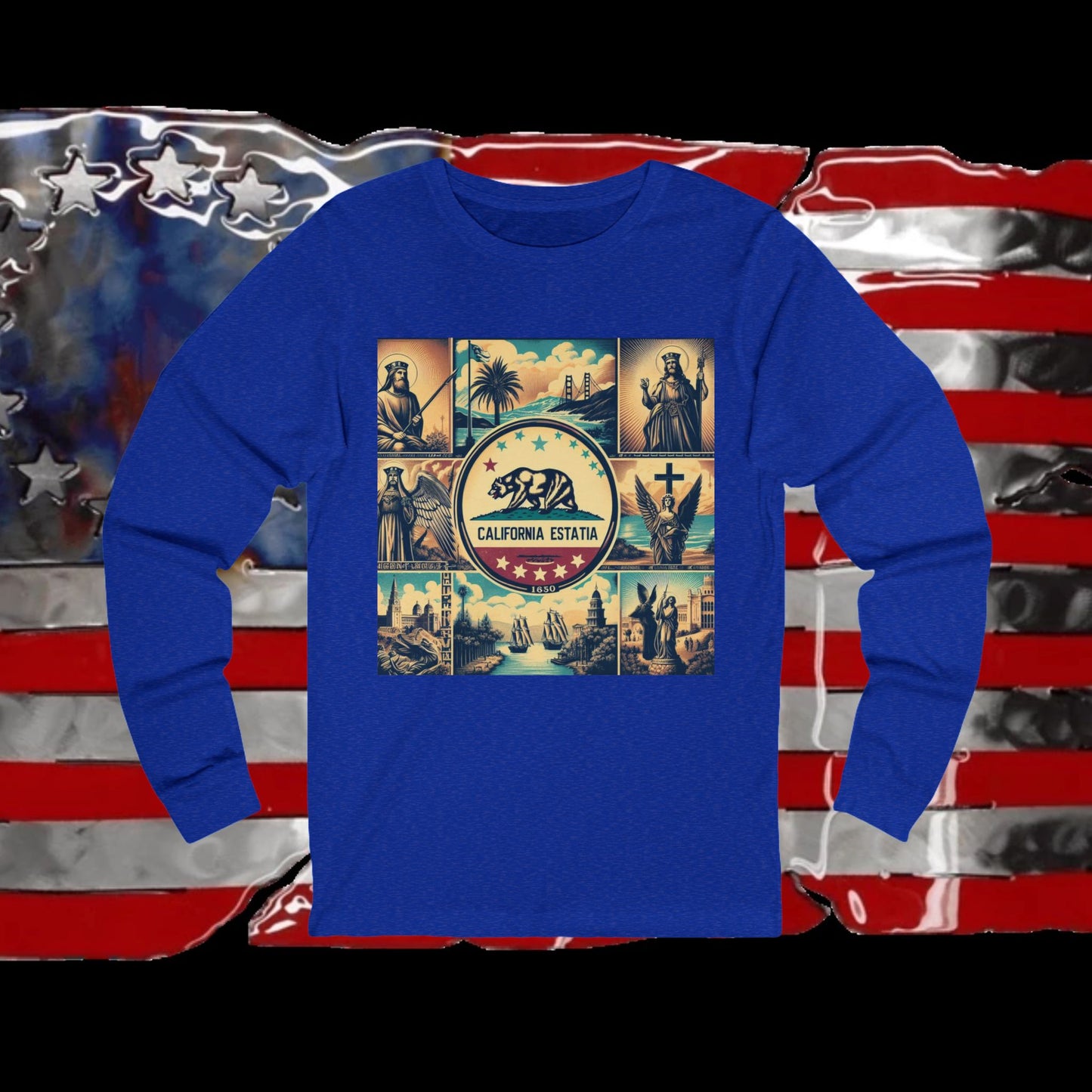 California Vintage Christian Crusader - Premium Unisex Long Sleeve Jersey Tee - 100% Charity - The God Vote Collection by Chris Rabalais