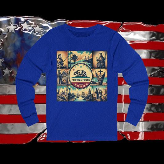 California Vintage Christian Crusader - Premium Unisex Long Sleeve Jersey Tee - 100% Charity - The God Vote Collection by Chris Rabalais
