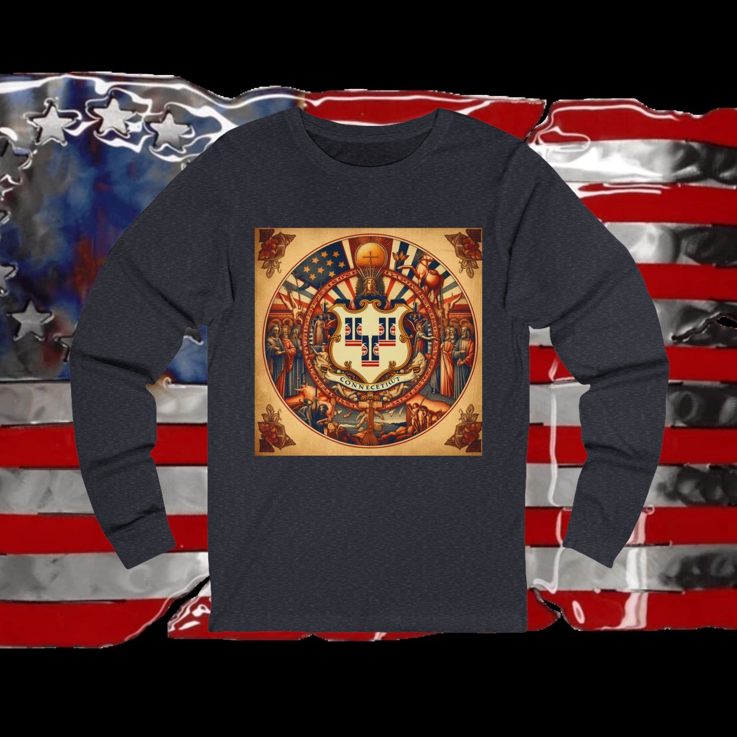 Connecticut Vintage Christian Crusader - Premium Unisex Long Sleeve Jersey Tee - 100% Charity - The God Vote Collection by Chris Rabalais