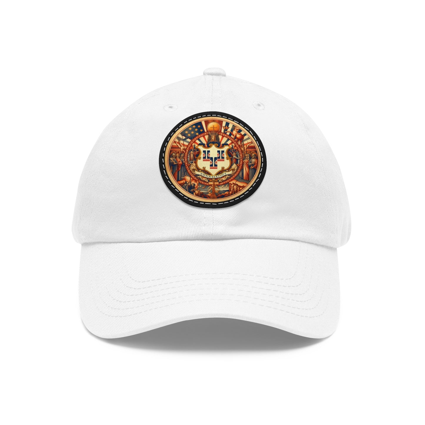 Connecticut Vintage Christian Crusader Campaign Hat - Chino Twill Leather Logo - 100% Charity - The God Vote Collection by Chris Rabalais