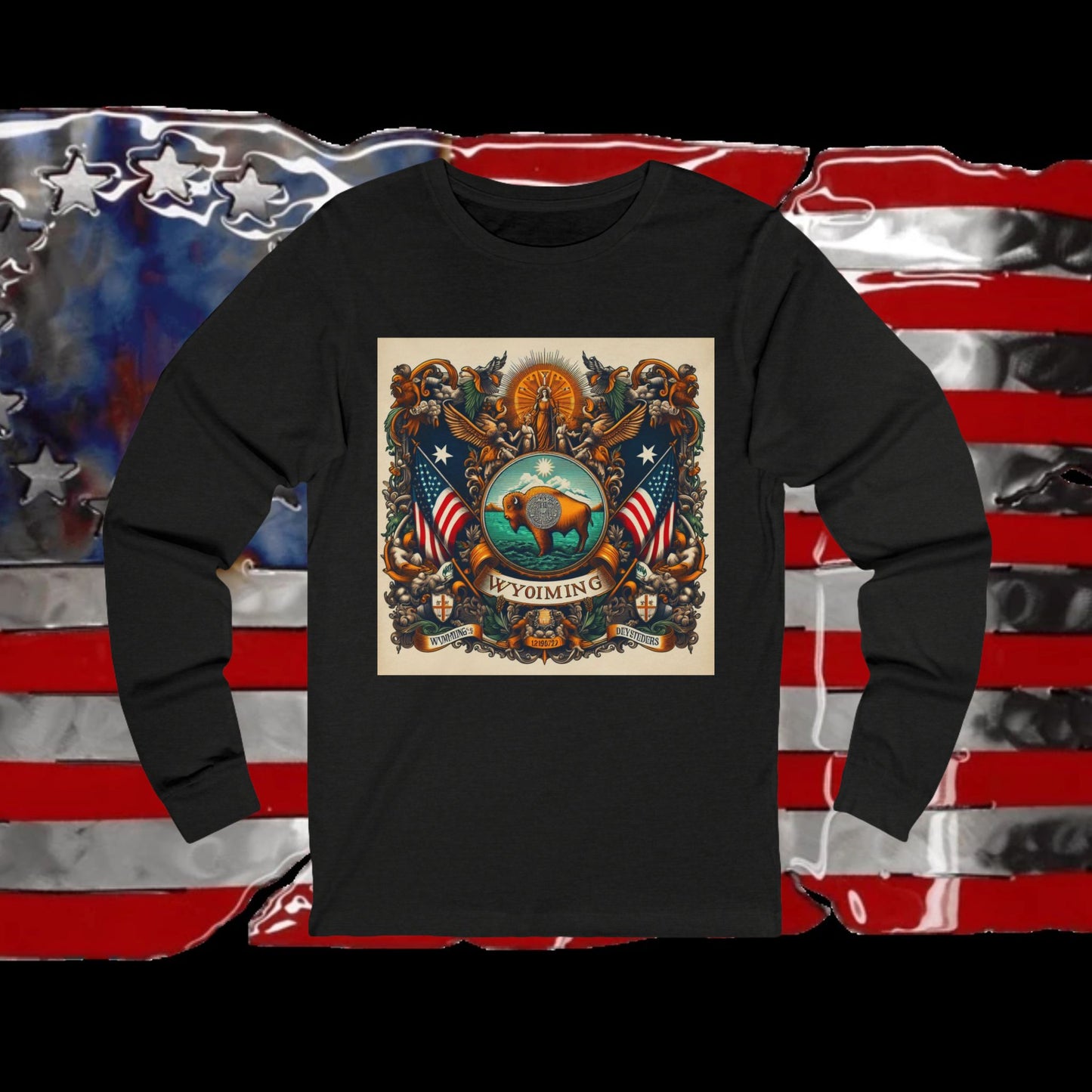 Wyoming Vintage Christian Crusader - Premium Unisex Long Sleeve Jersey Tee - 100% Charity - The God Vote Collection by Chris Rabalais