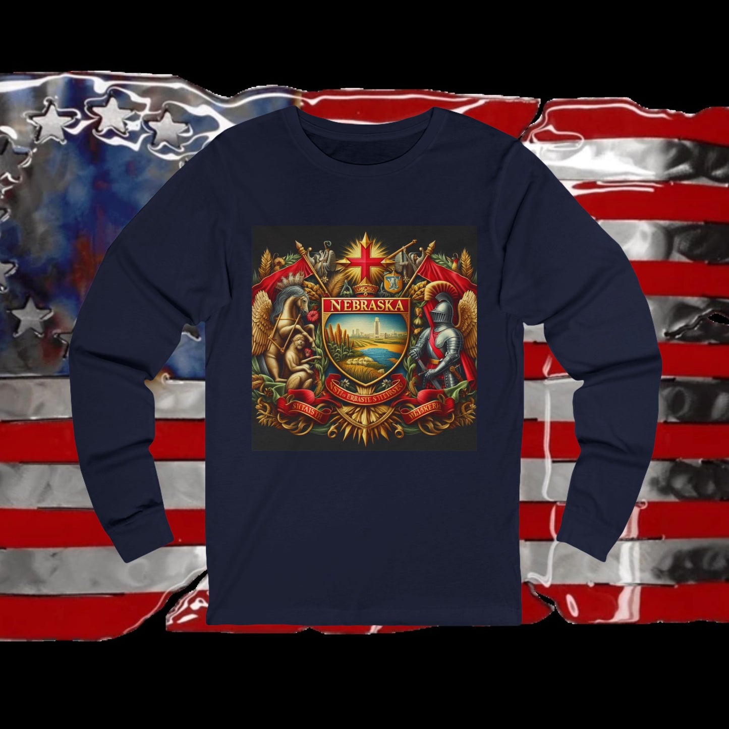 Nebraska Vintage Christian Crusader - Premium Unisex Long Sleeve Jersey Tee - 100% Charity - The God Vote Collection by Chris Rabalais