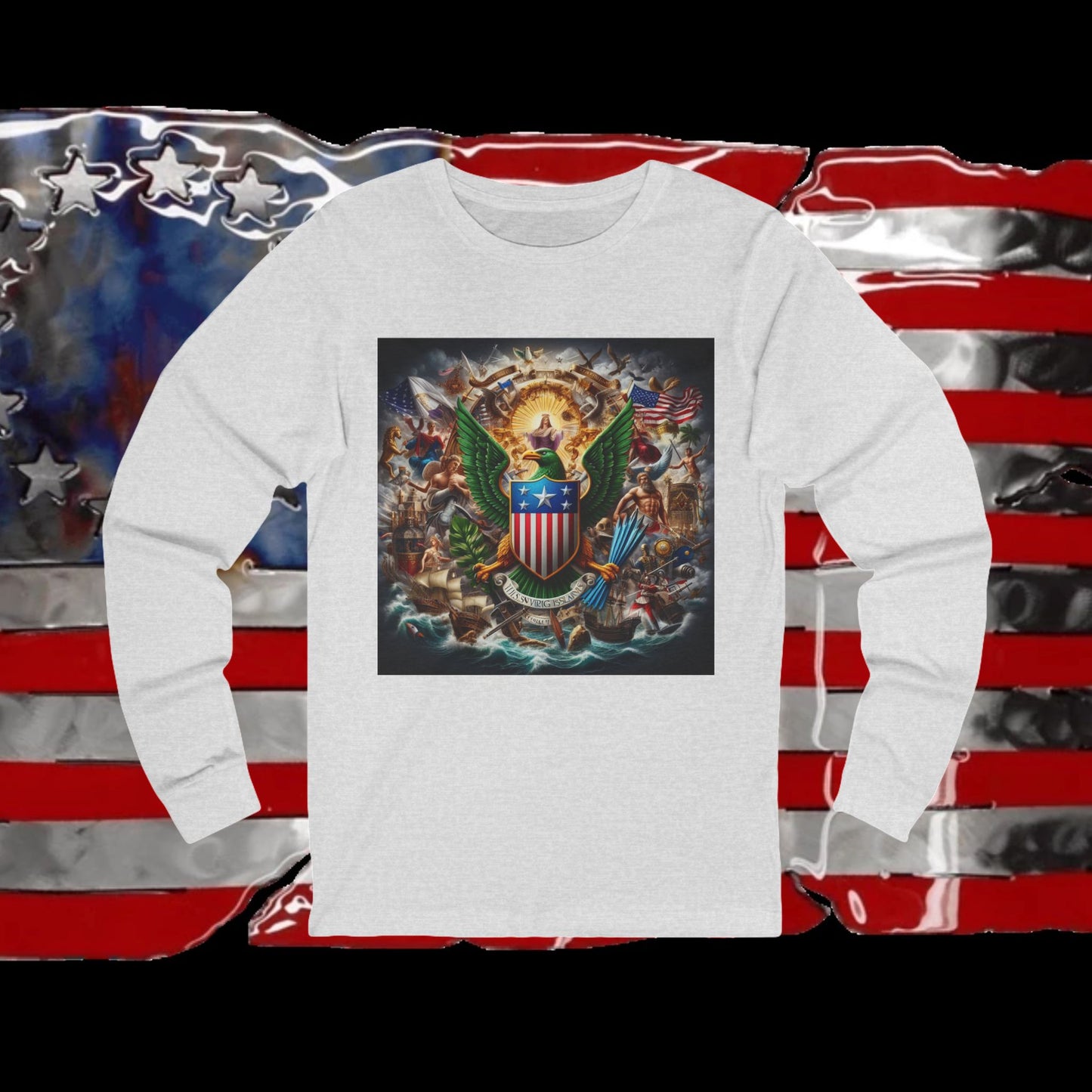 Virgin Islands Vintage Christian Crusader - Unisex Premium Long Sleeve Jersey Tee - 100% Charity - The God Vote Collection by Chris Rabalais