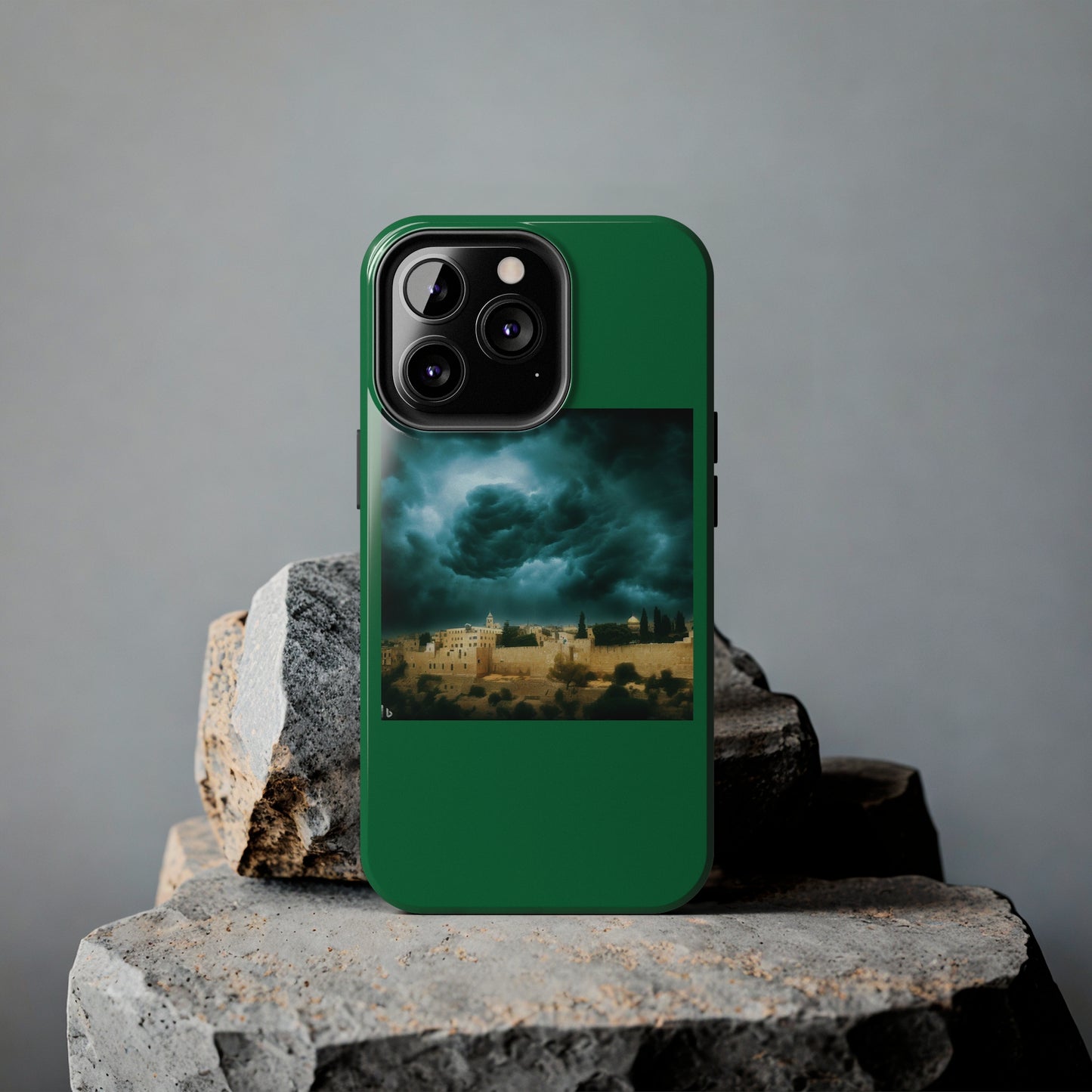 AImagination Collection iPhone Tough Case - "Storm Over Jerusalem" - The God Ball Originals by Chris Rabalais (2024)