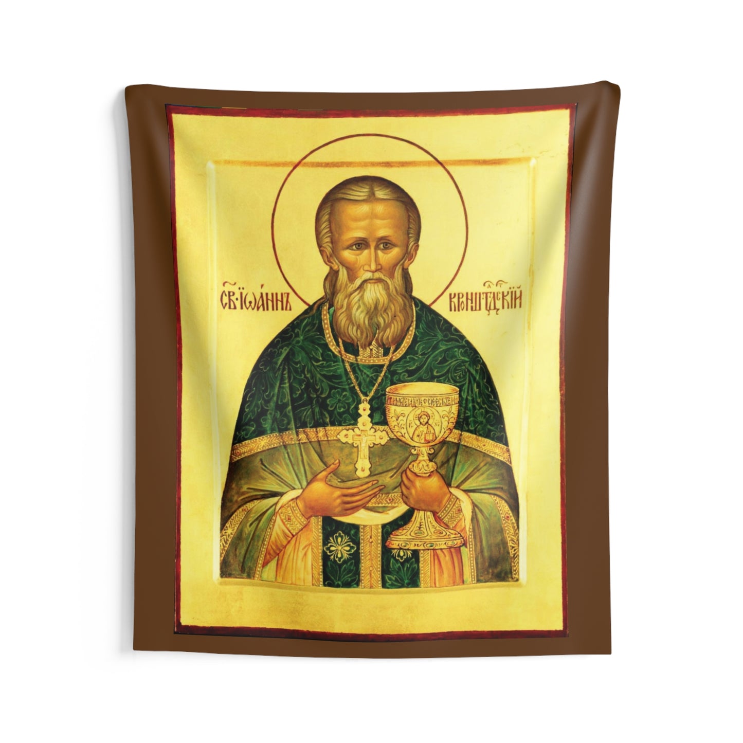 Saint John of Kronstadt (Sura, Russia 1829) Byzantine Orthodox Icon October 19 Home Tapestry Catholic Christian Bible Scripture Christ Gift