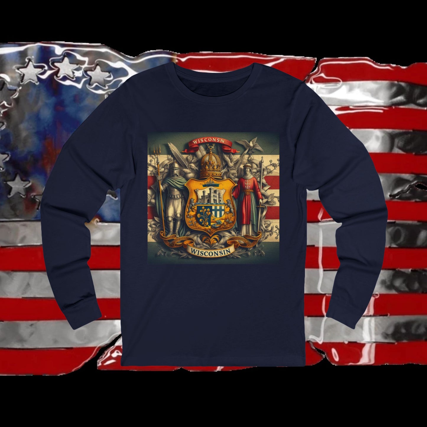 Wisconsin Vintage Christian Crusader - Premium Unisex Long Sleeve Jersey Tee - 100% Charity - The God Vote Collection by Chris Rabalais
