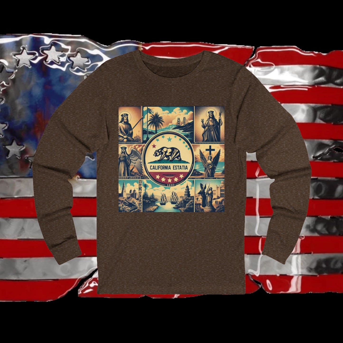 California Vintage Christian Crusader - Premium Unisex Long Sleeve Jersey Tee - 100% Charity - The God Vote Collection by Chris Rabalais