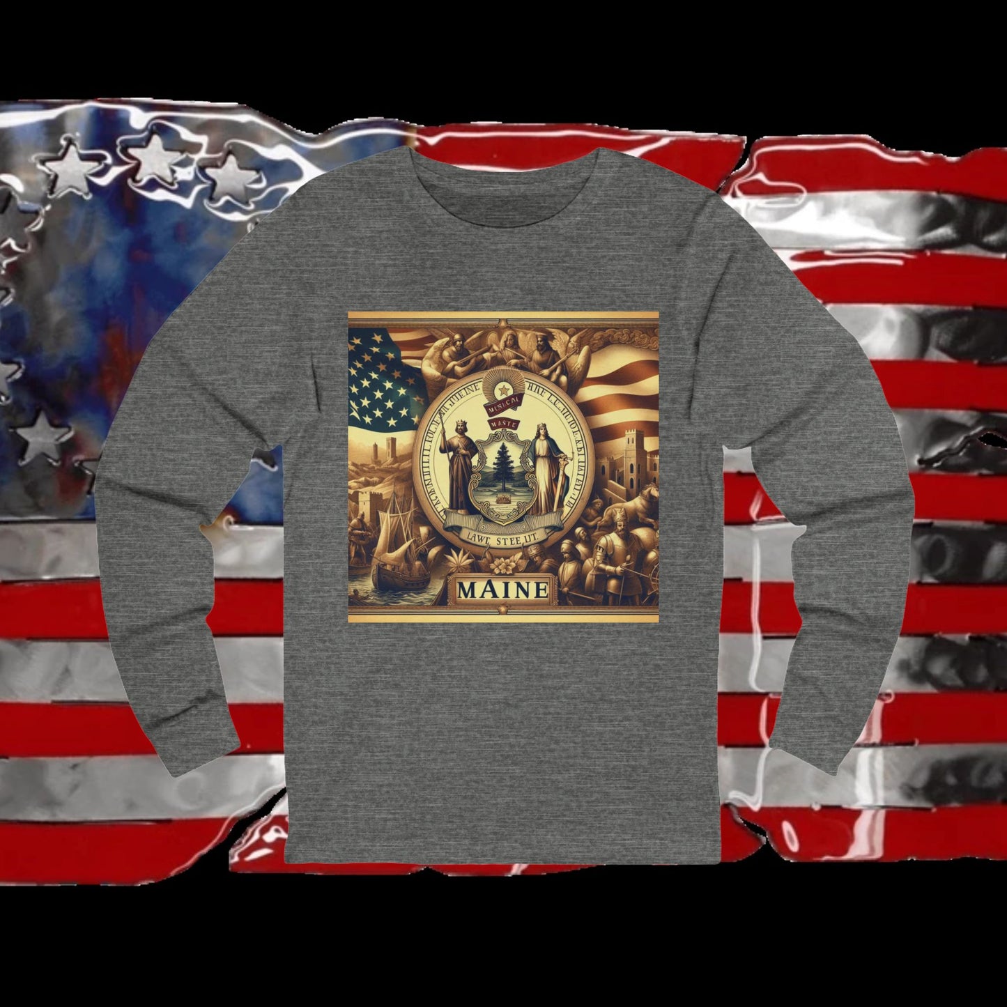 Maine Vintage Christian Crusader - Premium Unisex Long Sleeve Jersey Tee - 100% Charity - The God Vote Collection by Chris Rabalais