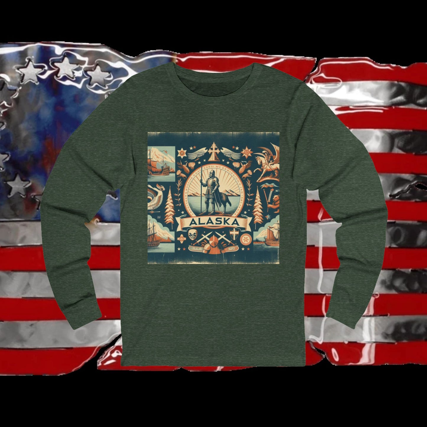Alaska Vintage Christian Crusader - Premium Unisex Long Sleeve Jersey Tee - 100% Charity - The God Vote Collection by Chris Rabalais