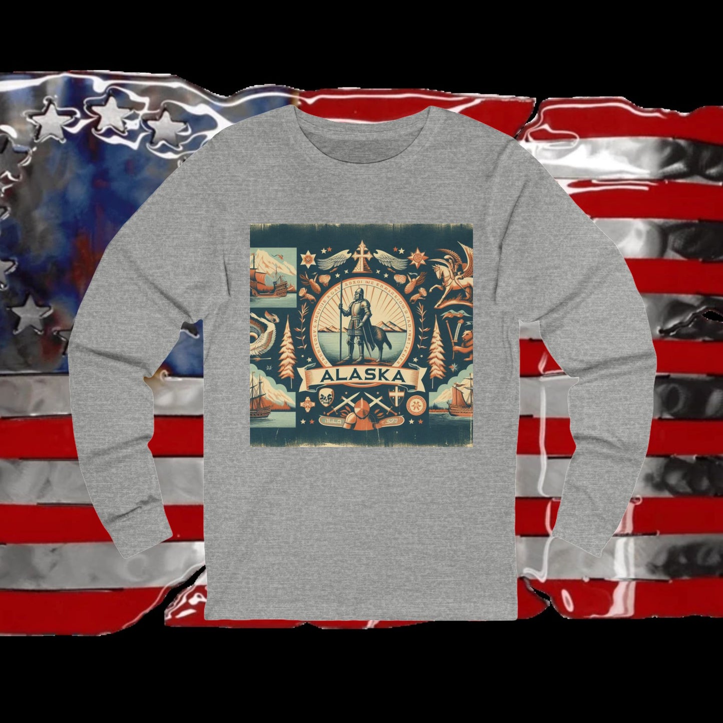 Alaska Vintage Christian Crusader - Premium Unisex Long Sleeve Jersey Tee - 100% Charity - The God Vote Collection by Chris Rabalais