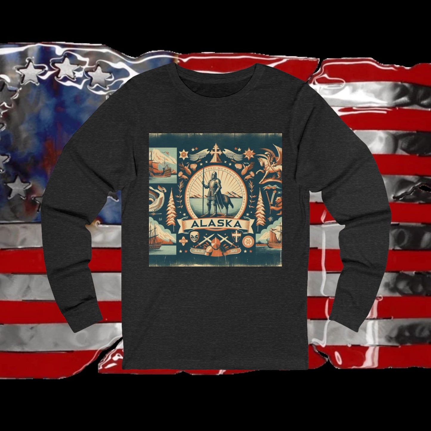 Alaska Vintage Christian Crusader - Premium Unisex Long Sleeve Jersey Tee - 100% Charity - The God Vote Collection by Chris Rabalais