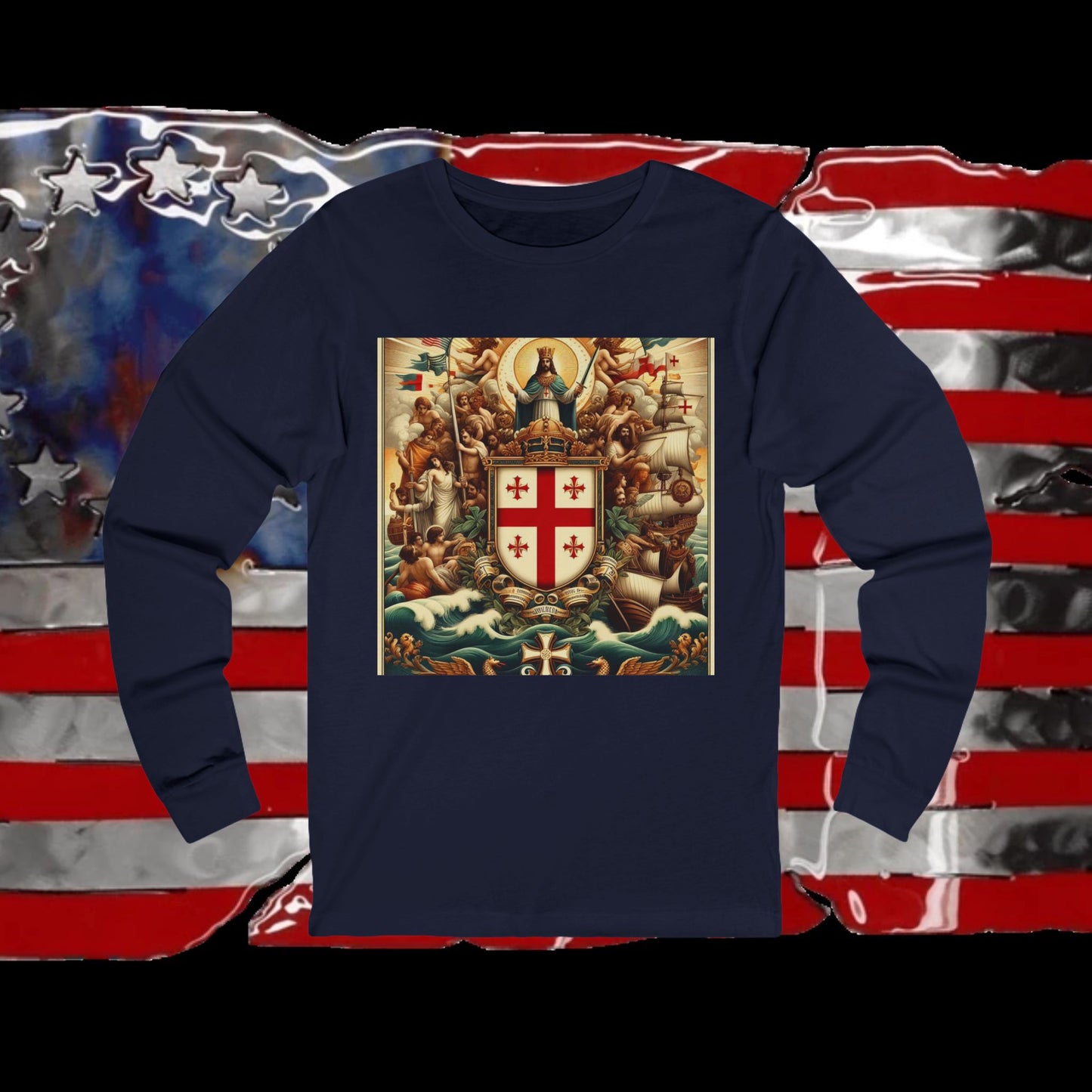 Northern Mariana Vintage Christian Crusader - Premium Long Sleeve Jersey Tee - 100% Charity - The God Vote Collection by Chris Rabalais